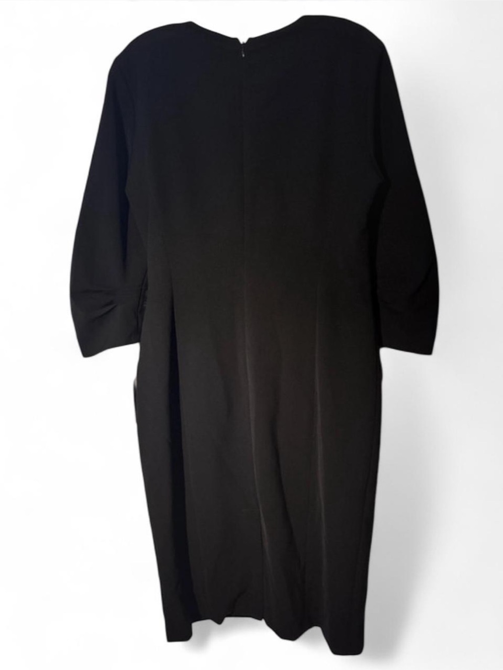 Lafayette 148 New York Black Buckle Waist Faux Wrap Sheath Dress. Size 10 NWT - Picture 3 of 8